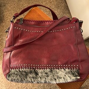 Large red cowhide leather purse. Made by Trinity Ranch on online from boot barn.